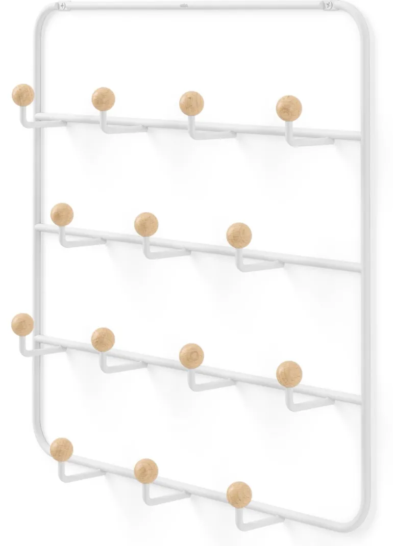 Patère 14 crochets fixation murale ou dessus de porte Estique (Blanc)
