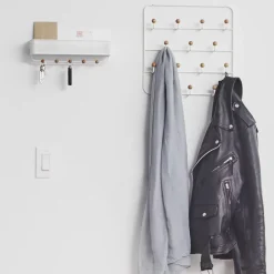 Patère 14 crochets fixation murale ou dessus de porte Estique (Blanc)