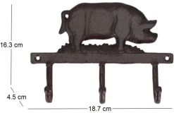 Patère en fonte 3 crochets (Cochon)