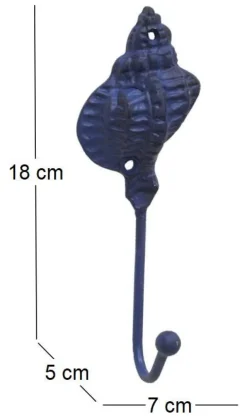 Patère en métal Coquillage 7 x 5 x 18 cm (Bleu)