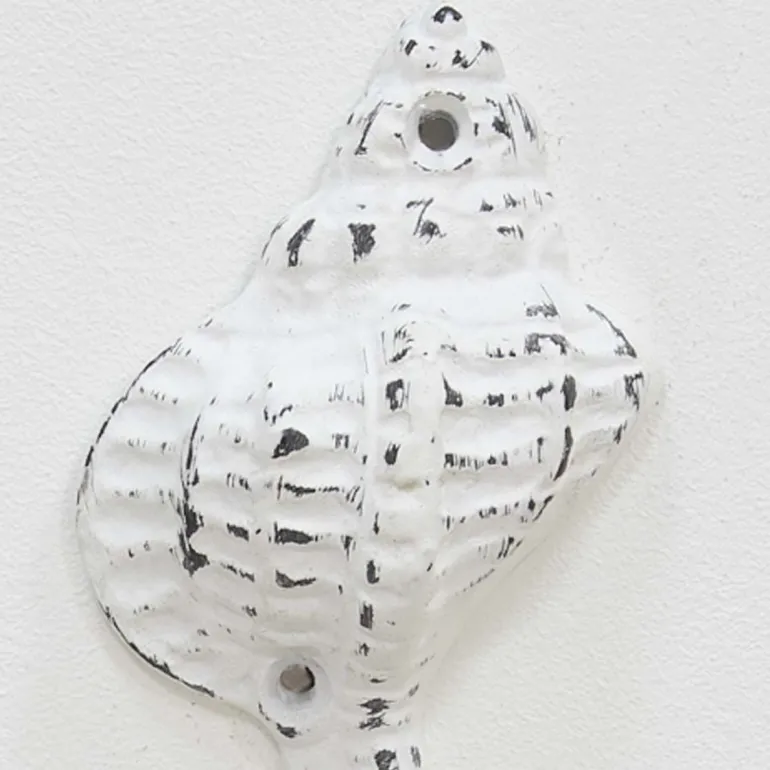 Patère en métal Coquillage 7 x 5 x 18 cm (Blanc)