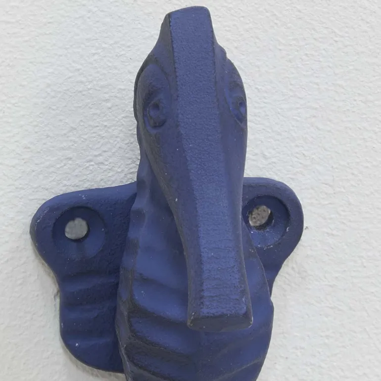 Patère en métal hippocampe 4.5 x 5 x 11 cm (Bleu)
