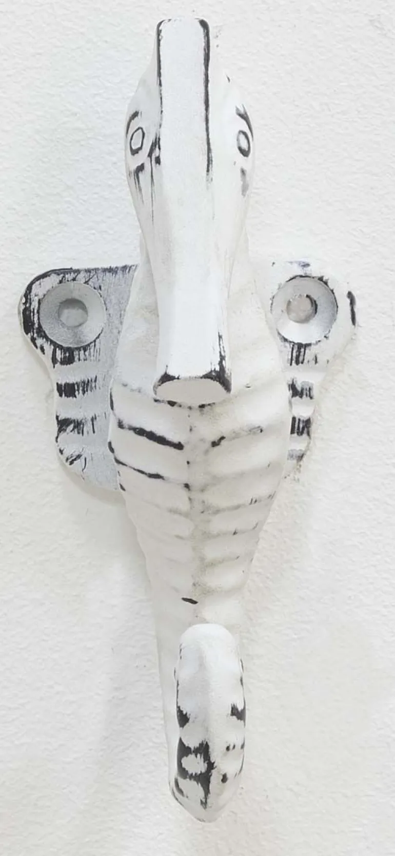 Patère en métal hippocampe 4.5 x 5 x 11 cm (Blanc)