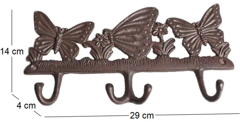 Patère famille papillon 4 crochets
