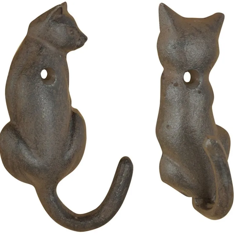 Patère queue d'animal en fonte (Lot de 2) (Chat)