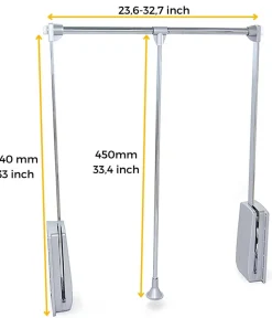 Penderie rabattable chromée pour armoire Hang (Largeur réglable de 60 à 83 cm)