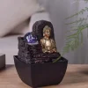 Petite fontaine d'intérieure en résine avec LED bouddha Theravada