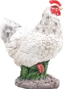 Petite poule en résine 12 x 8 x 16 cm (Blanc)