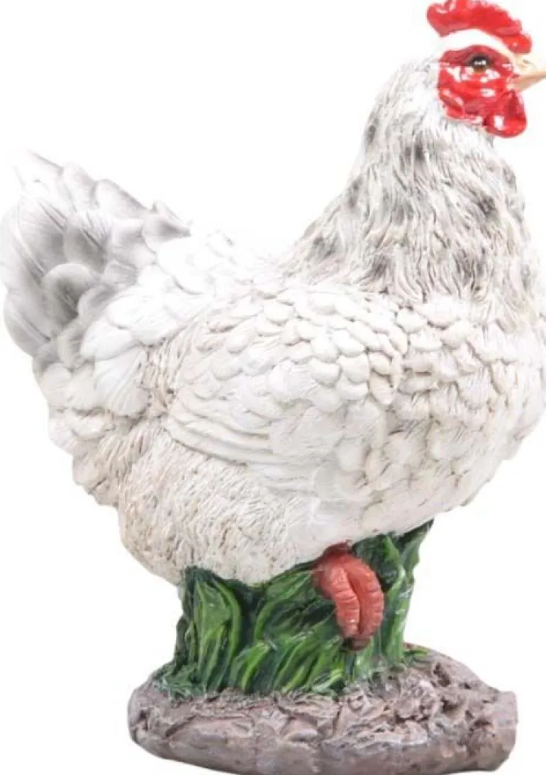 Petite poule en résine 12 x 8 x 16 cm (Blanc)