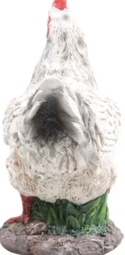 Petite poule en résine 12 x 8 x 16 cm (Blanc)