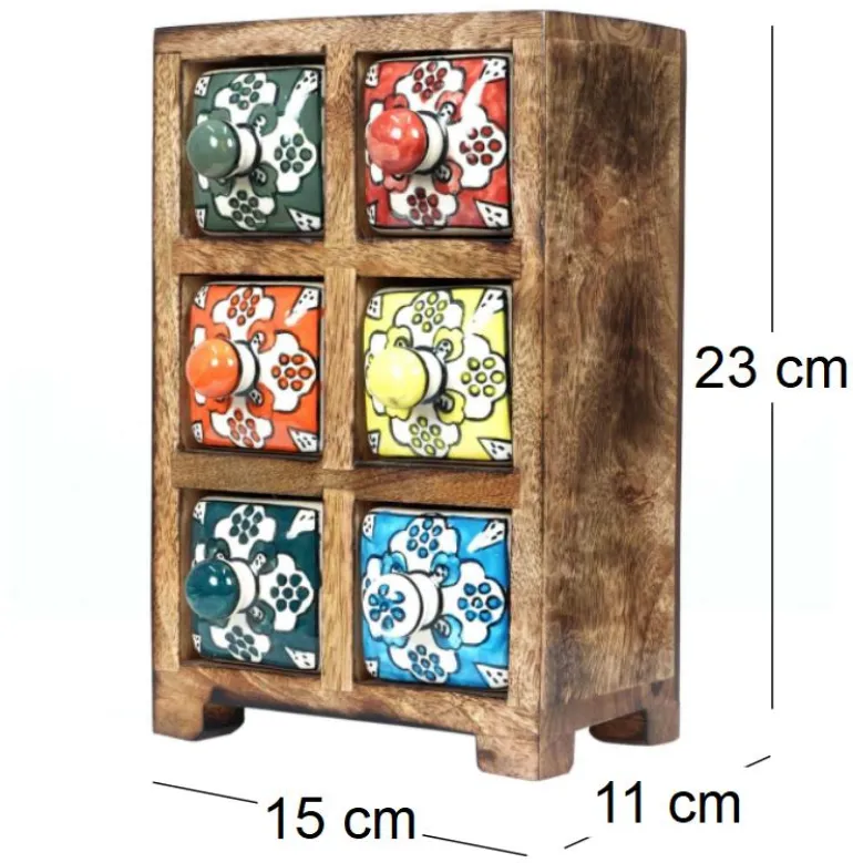 Petit meuble de rangement 6 tiroirs colorés