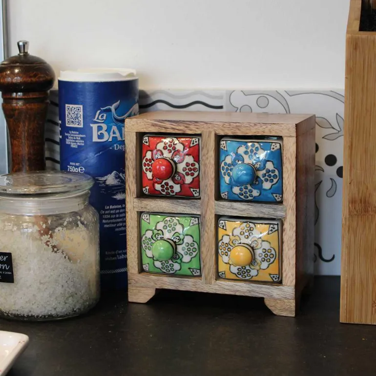Petit meuble de rangement 4 tiroirs colorés