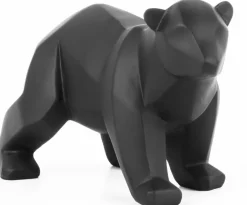 Petit ours en résine mat Origami (Noir)