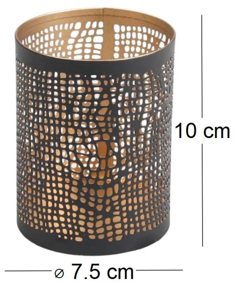 Photophore en métal ajouré 7.5 x 10 cm