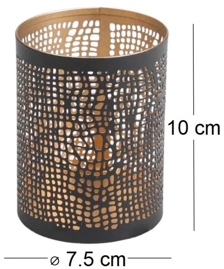Photophore en métal ajouré 7.5 x 10 cm (Lot de 2)
