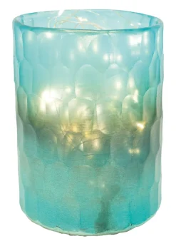 Photophore en verre mosaique turquoise