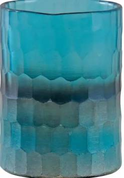 Photophore en verre mosaique turquoise