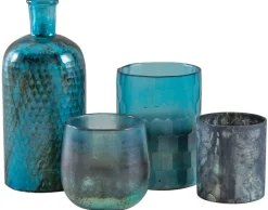 Photophore en verre teinté turquoise