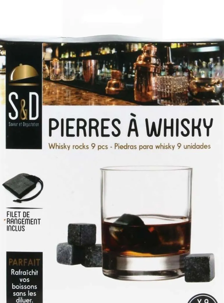 Pierres à whisky avec filet de rangement