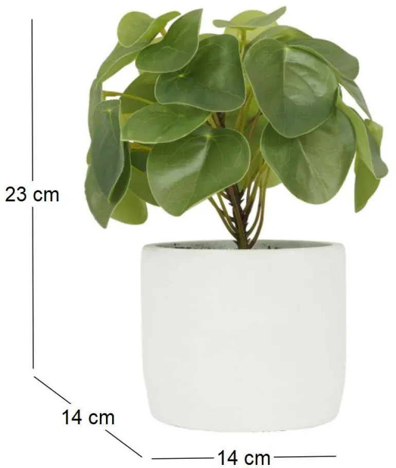 Pilea artificielle pot effet ciment 23 cm