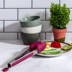 Pince de cuisine en silicone coloré (Gris)