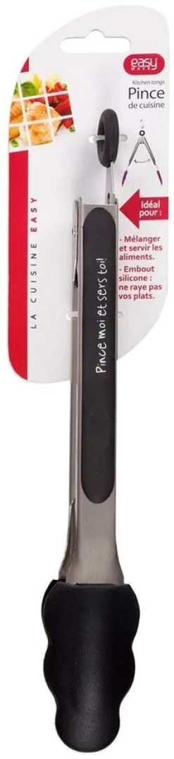 Pince de cuisine en silicone coloré (Noir)