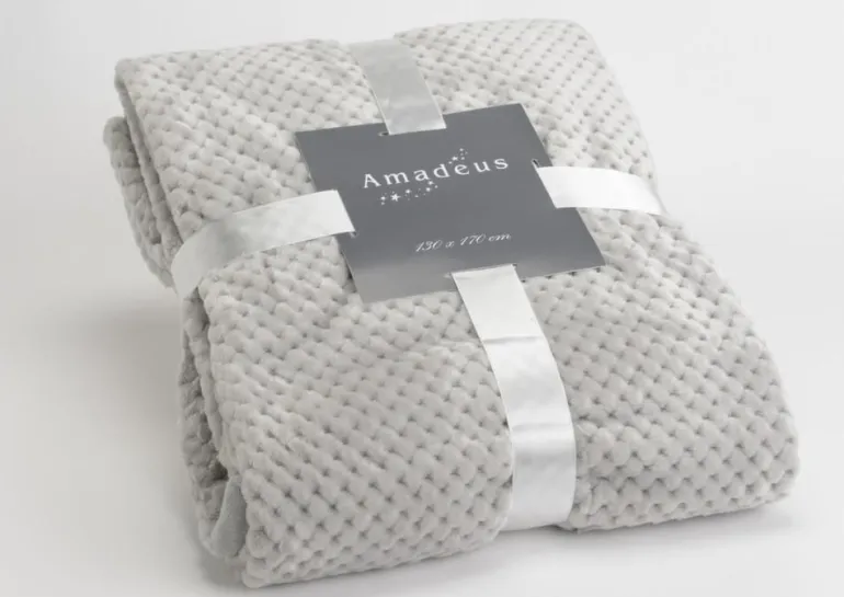 Plaid damier 130 x 170 cm (Gris clair)