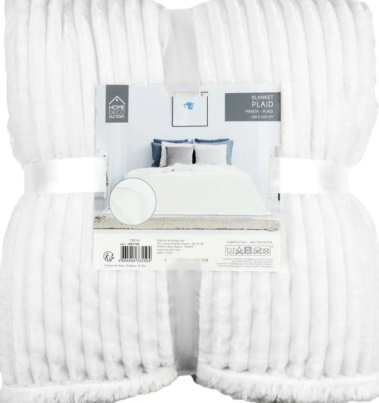 Plaid en flanelle doublure en sherpa 180 x 220 cm