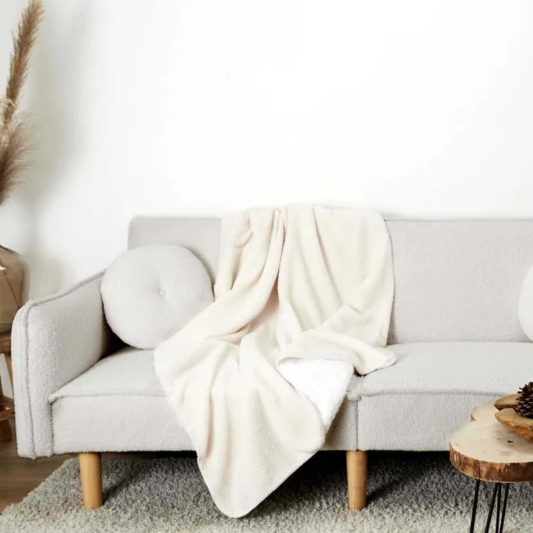 Plaid en polyester doublure sherpa Boucle 120 x 150 cm