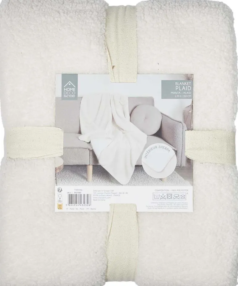 Plaid en polyester doublure sherpa Boucle 120 x 150 cm
