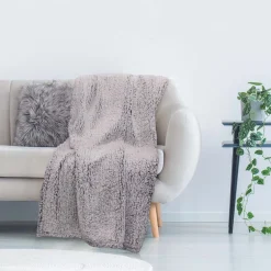 Plaid en sherpa gris 120 x 150 cm