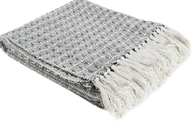 Plaid ethnique 100% coton pointillé 120 x 150 cm
