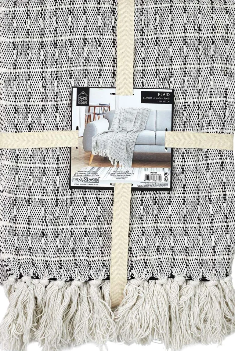 Plaid ethnique 100% coton pointillé 120 x 150 cm