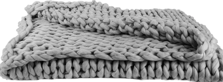 Plaid grosses mailles Chunky 120 x 150 cm (Gris)