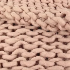 Plaid grosses mailles Chunky 120 x 150 cm (Rose)