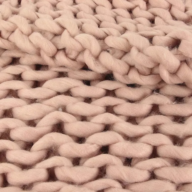 Plaid grosses mailles Chunky 120 x 150 cm (Rose)