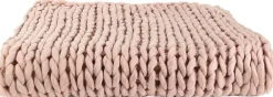 Plaid grosses mailles Chunky 120 x 150 cm (Rose)
