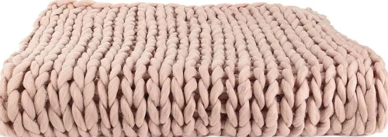 Plaid grosses mailles Chunky 120 x 150 cm (Rose)