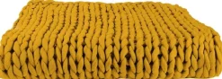 Plaid grosses mailles Chunky 120 x 150 cm (Jaune)