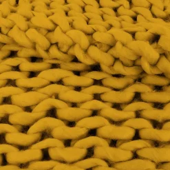 Plaid grosses mailles Chunky 120 x 150 cm (Jaune)