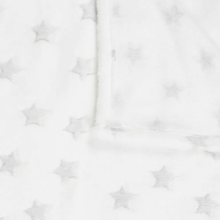 Plaid phosphorescent en polyester Etoiles 120 x 150 cm (Blanc)