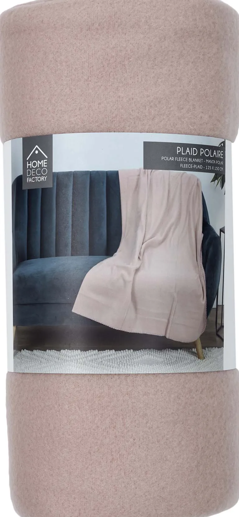 Plaid polaire uni rose 125 x 150 cm
