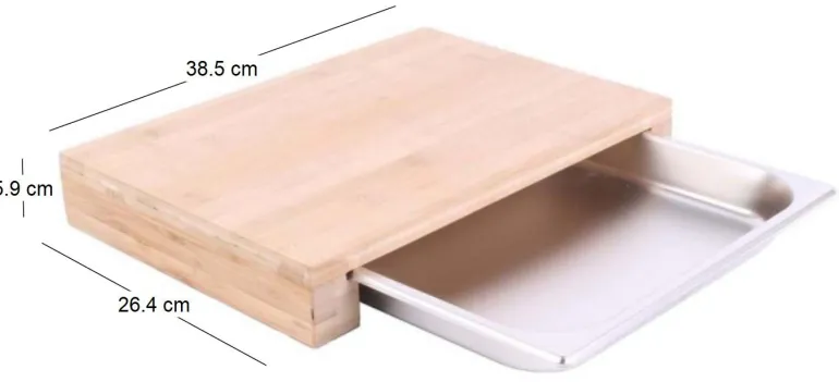 Planche à découper en bambou avec tiroir intégré (38 x 26 cm)