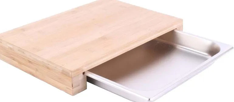 Planche à découper en bambou avec tiroir intégré (38 x 26 cm)