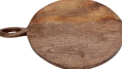 Planche à découper ronde en bois avec poignée 49 x 38 cm