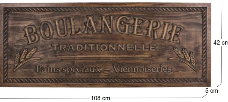 Plaque décorative en bois Boulangerie 108 x 42 cm