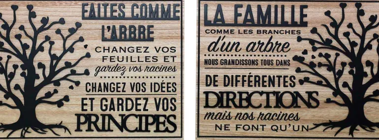 Plaque décorative en bois Famille et arbre de vie 30 x 40 cm (Lot de 2)