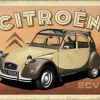 Plaque décorative en métal en relief 20 x 15 cm (Citroën - 2CV)