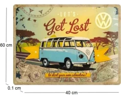 Plaque décorative en métal en relief 40 x 60 cm (Van VW)
