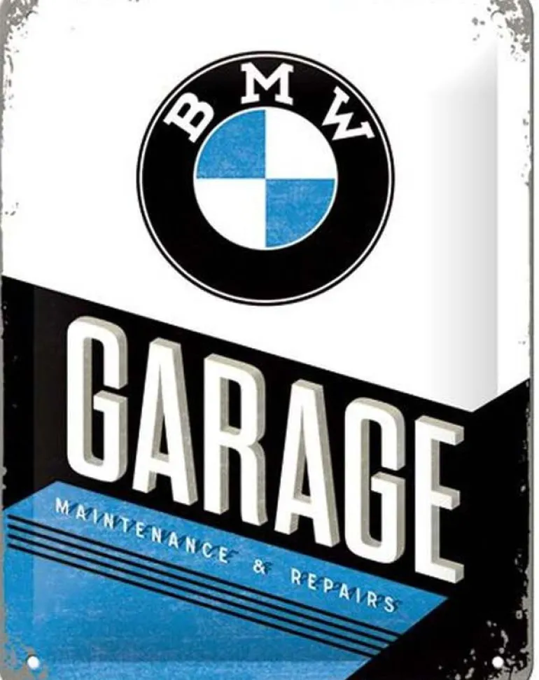 Plaque décorative en métal en relief 20 x 15 cm (BMW - Garage)